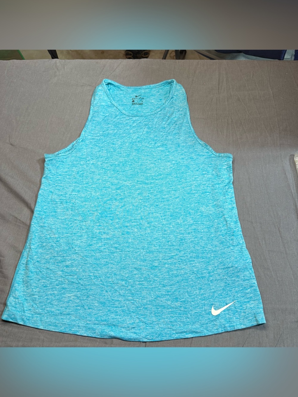 Nike Women’s Heather Aqua Tank Top with White Swoosh